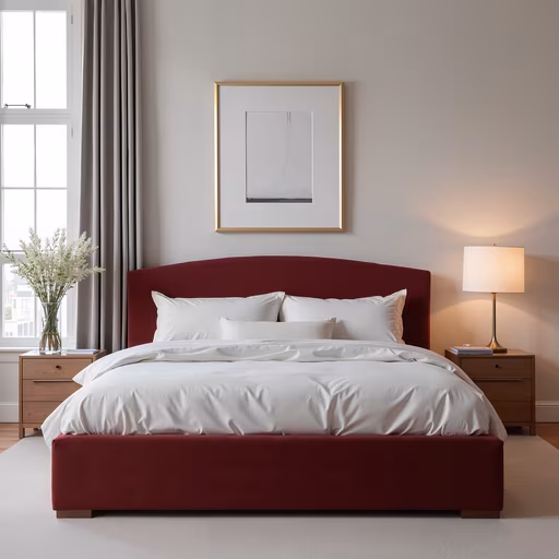 Modern Bedroom with Red Velvet Bed