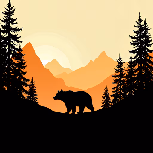Mountain Bear Silhouette