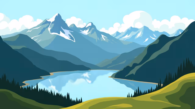 Mountain Lake Illustration