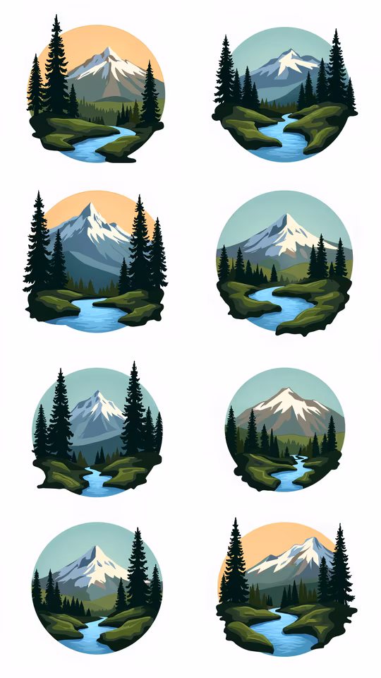 Mountain River Illustrations