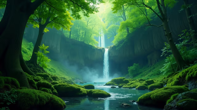 Mystical Forest Waterfall