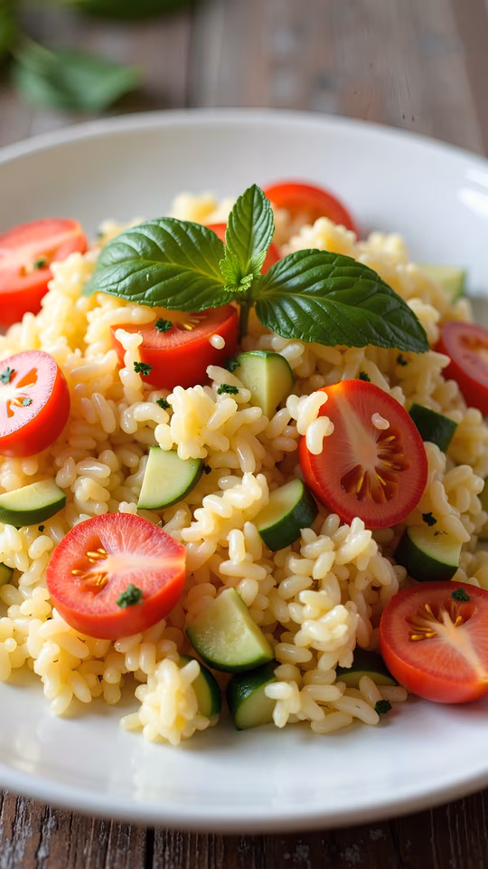 Risotto with Tomatoes and Cucumber