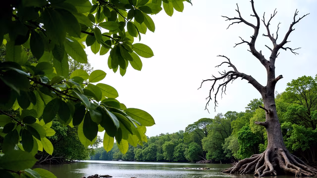 Riverbank with Dead Tree