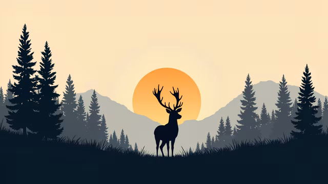 Silhouette Deer Sunset