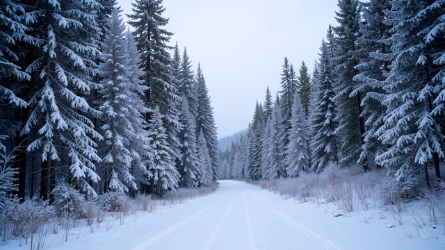 Snowy Forest Road