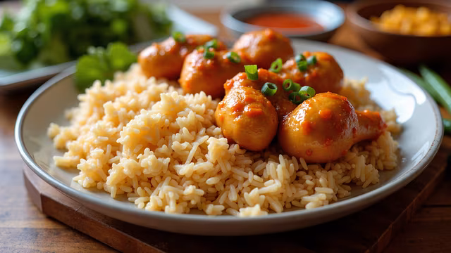 Spicy Meatballs with Rice