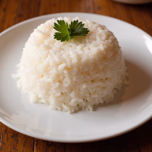 Steamed Rice with Parsley Garnish