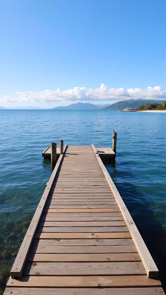 Wooden Dock Overlooking Calm Waters