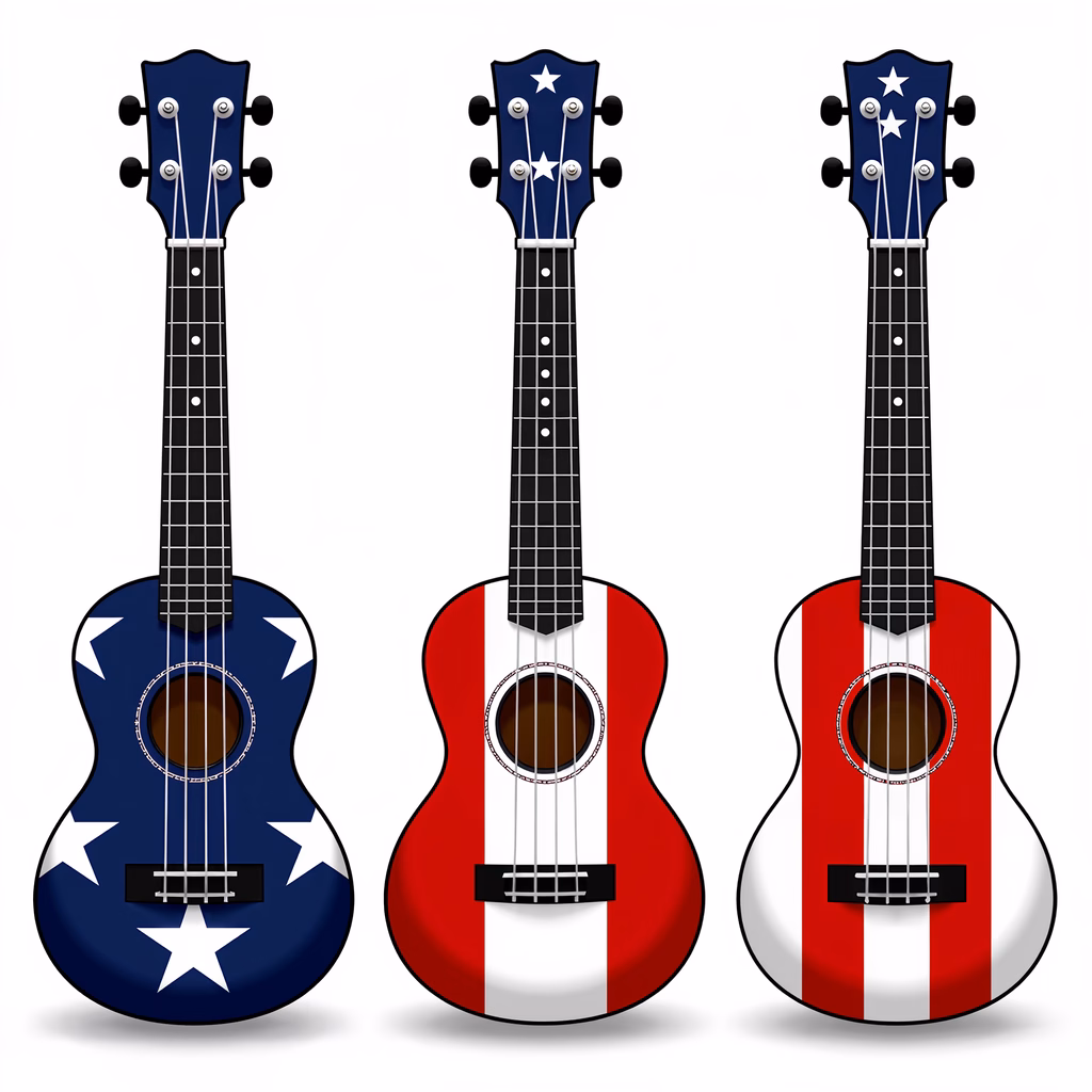 American-themed ukuleles with patriotic designs
