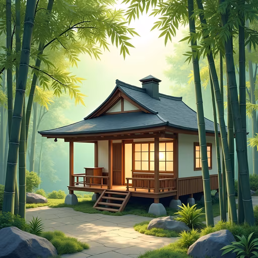 Bamboo House Illustration
