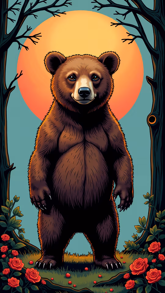Bear in the Moonlit Forest