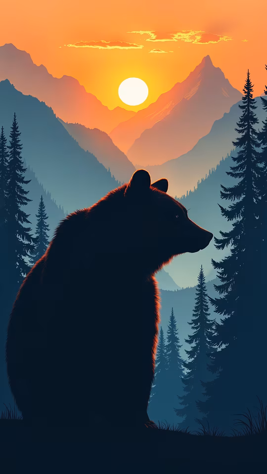 Bear Silhouette at Sunset
