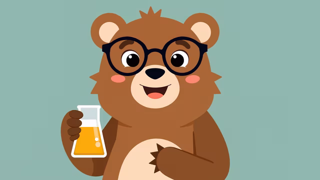 Bear with Glasses Holding a Flask