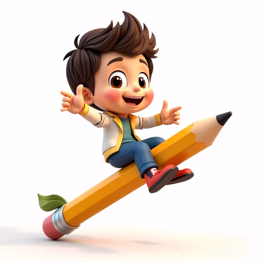 Boy Riding a Pencil