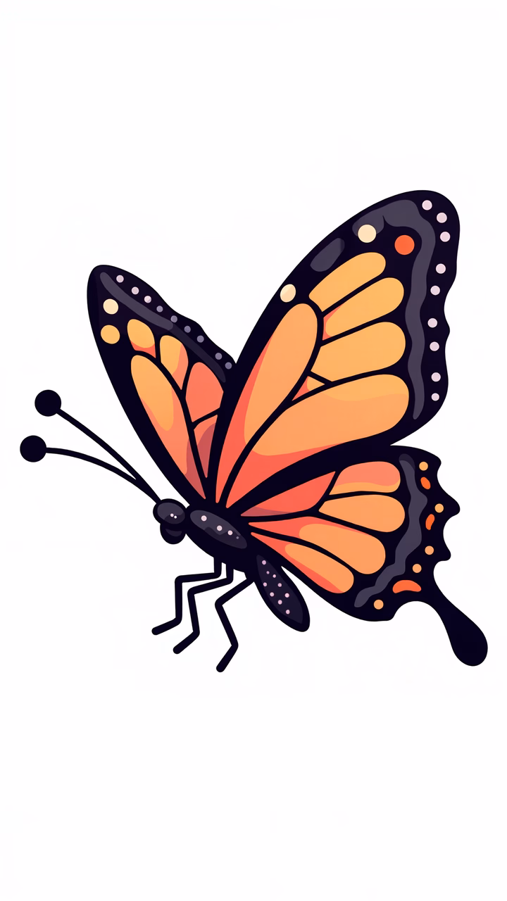 Vibrant butterfly illustration with bold colors and intricate patterns.