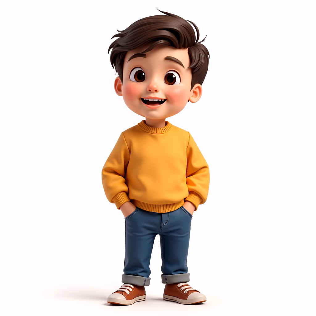 Brightly colored cartoon boy illustration for kids.