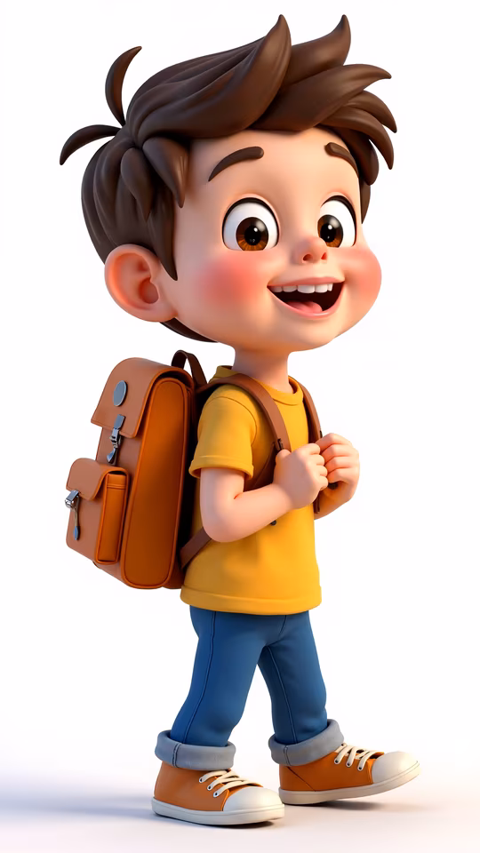 Cartoon Boy with Backpack