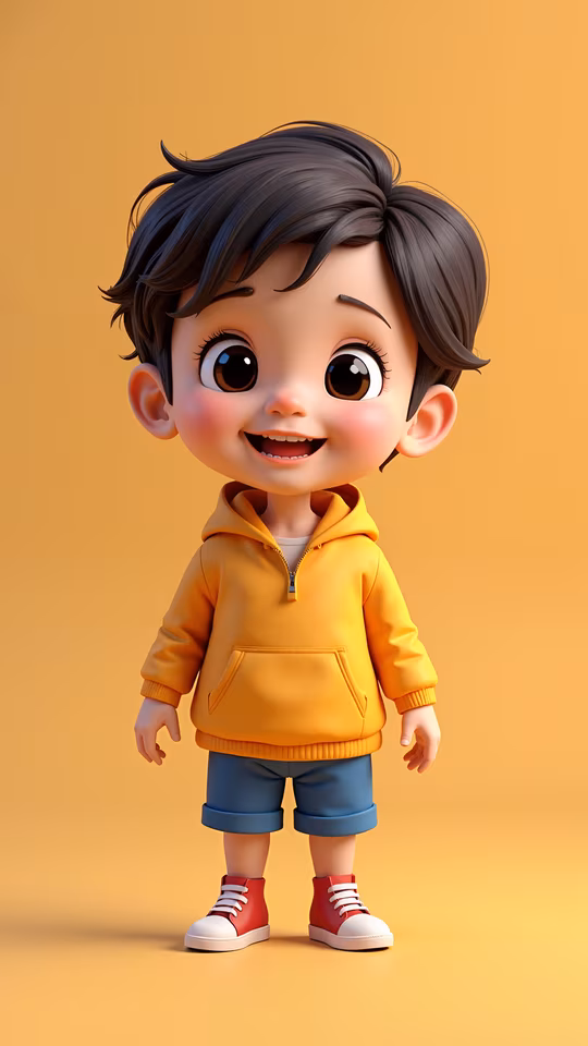 Cartoon Character in Yellow Hoodie