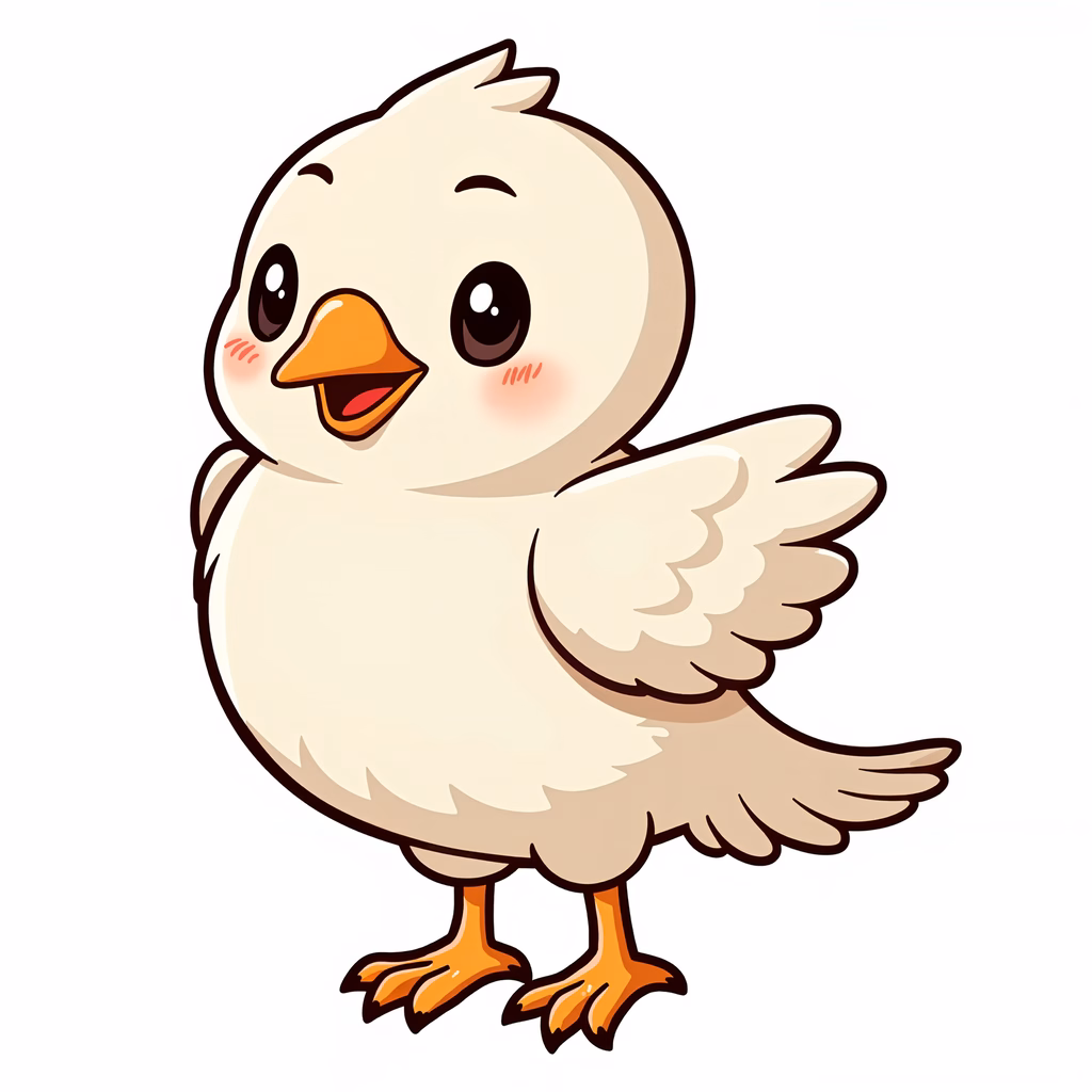 Cute cartoon chick with big eyes and a friendly smile, perfect for children's art.
