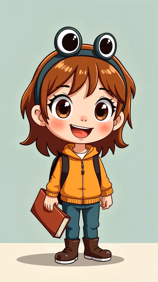 Cartoon Girl with Book