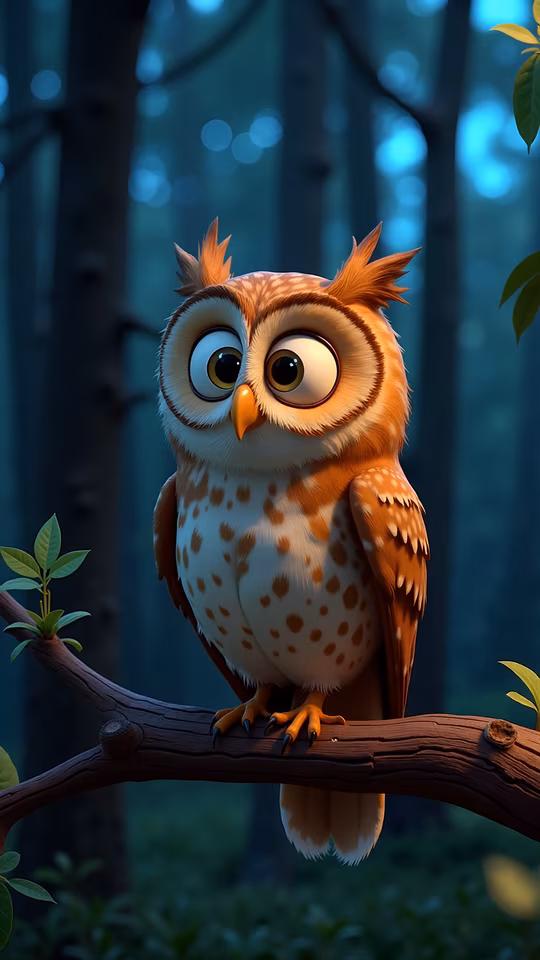Cartoon Owl in the Forest