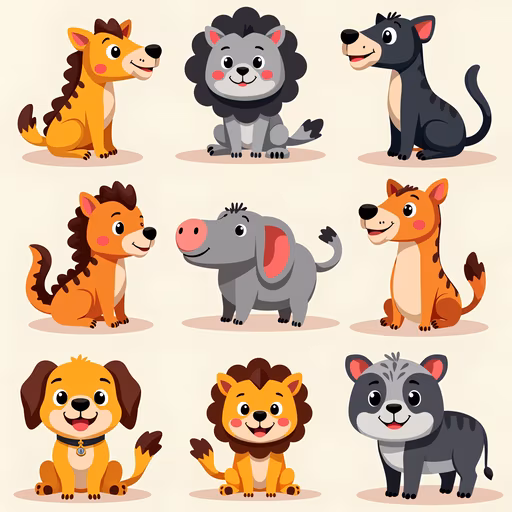 Cartoon Safari Animals