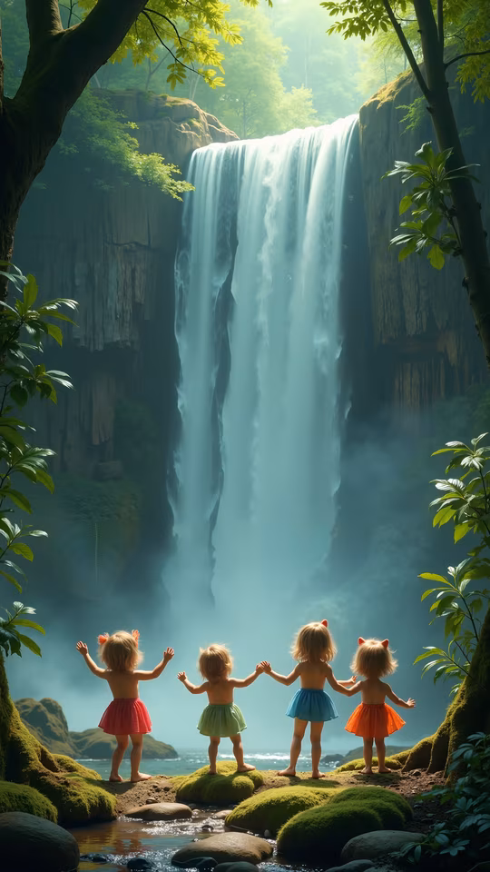 Children at the Waterfall