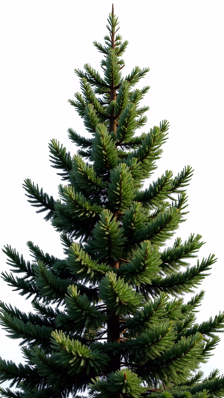 Detailed illustration of a vibrant evergreen tree against a white background.