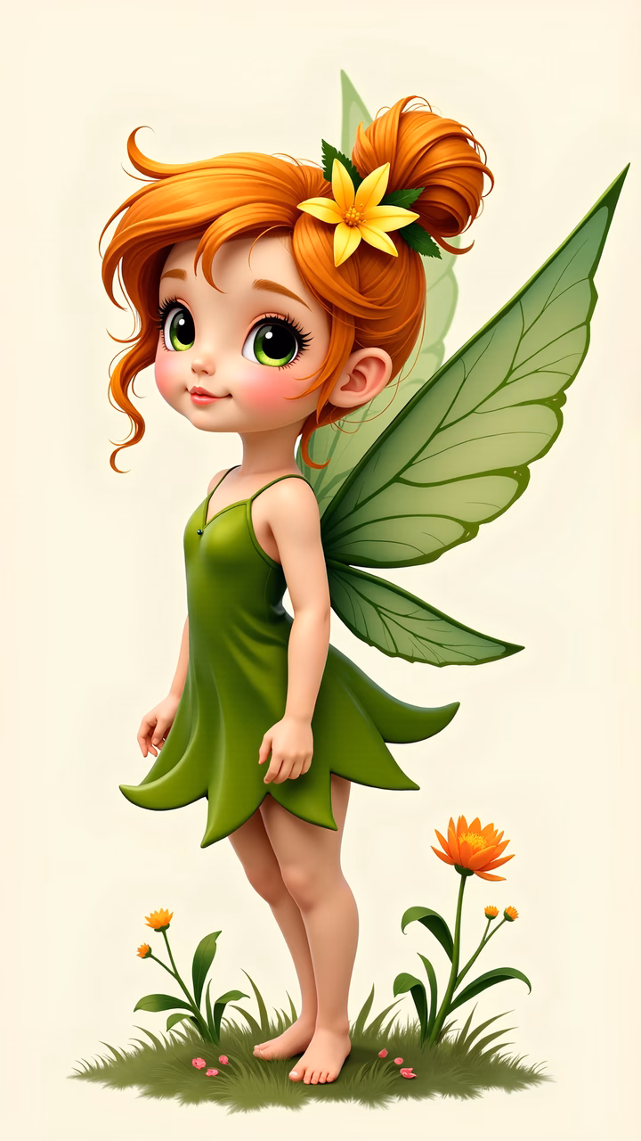 A charming fairy in a whimsical garden setting.