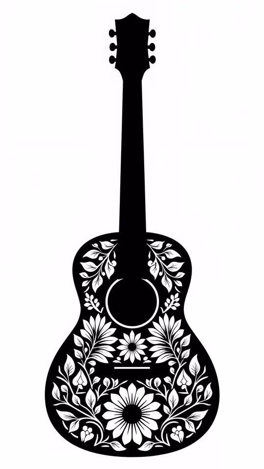 Floral Guitar Silhouette