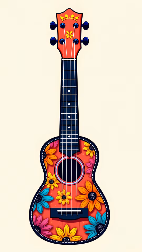 Floral Ukulele Illustration