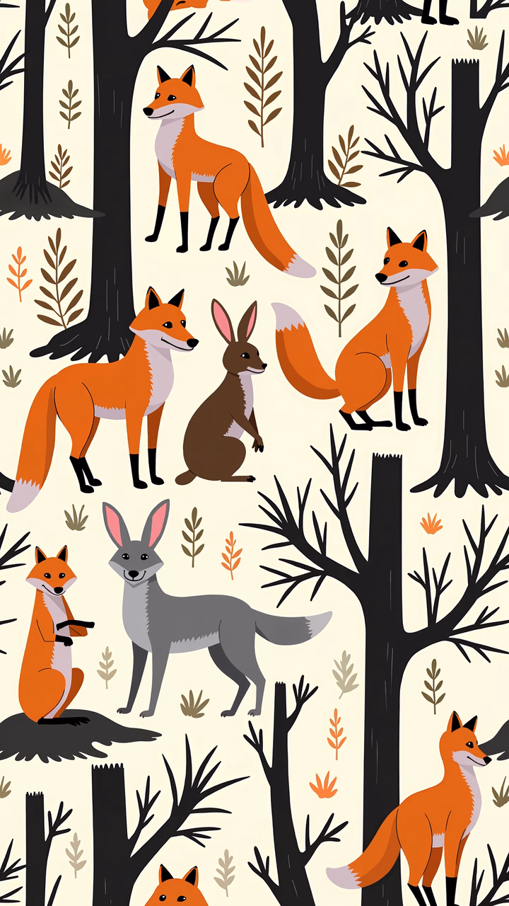 Colorful forest animals in a playful, child-friendly illustration.