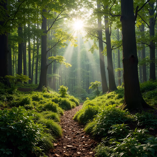 Forest Path Illuminated by Sunlight