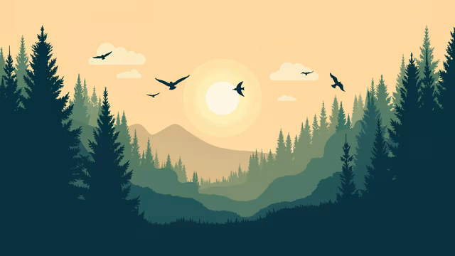 Forest Sunset Illustration