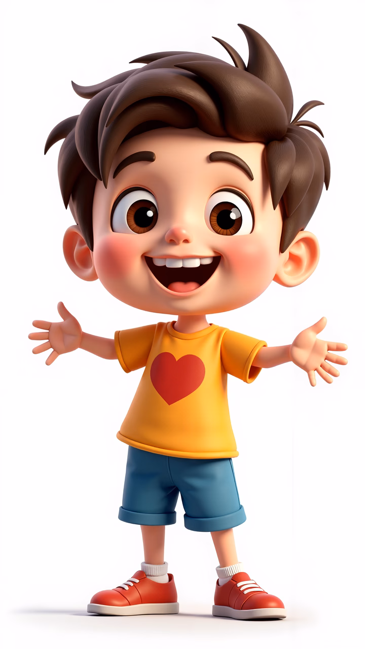 Brightly colored illustration of a happy child spreading joy.