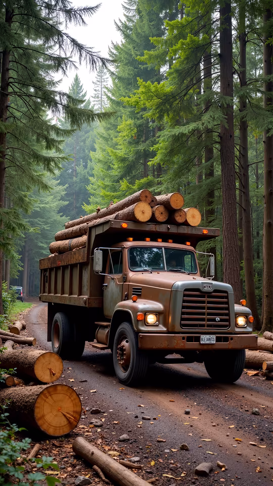 Logging Truck in Forest
