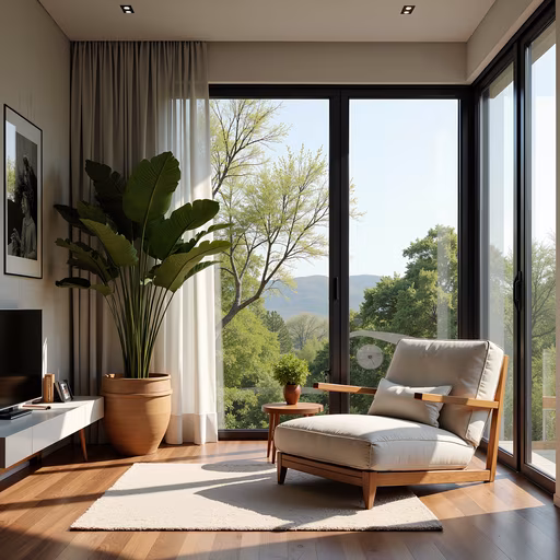 Modern Living Room with Nature View