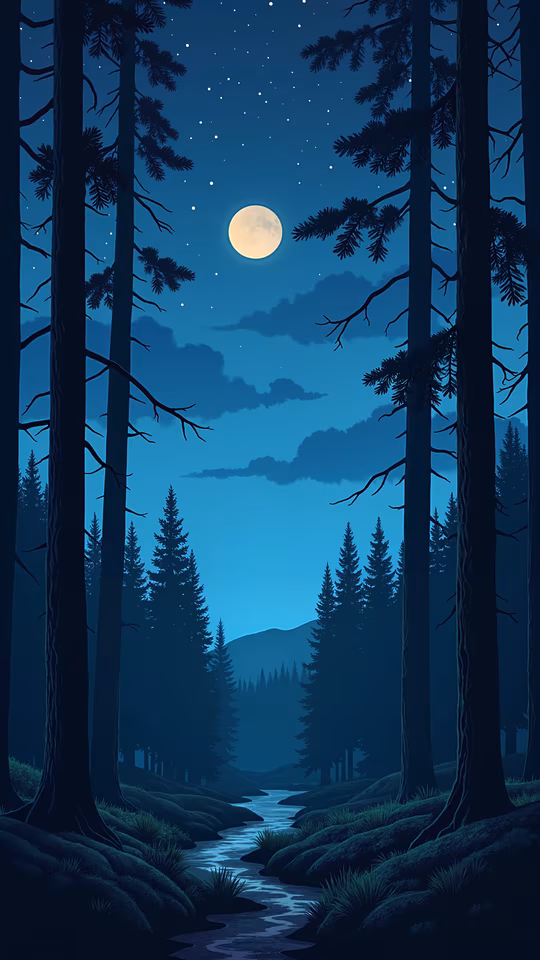 Moonlit Forest Illustration
