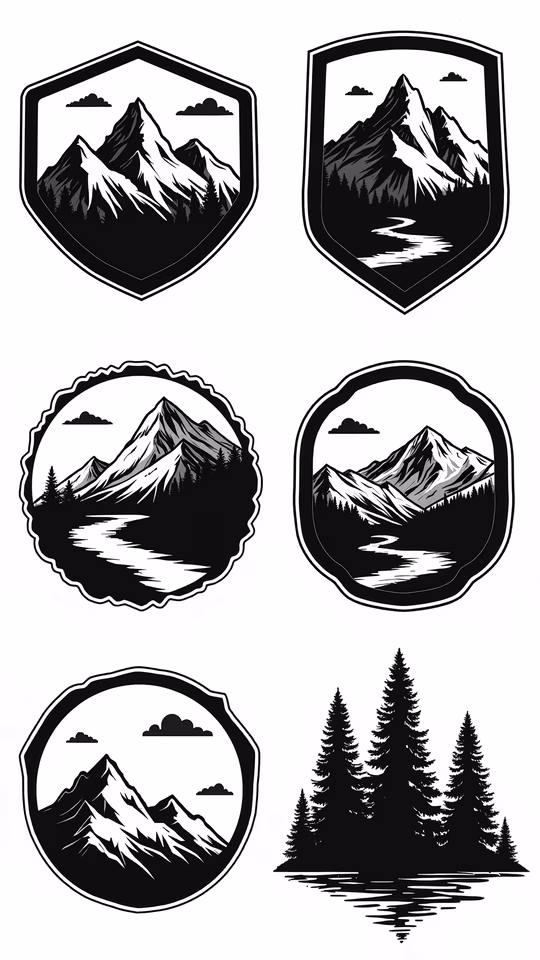 Mountain Badges Illustration