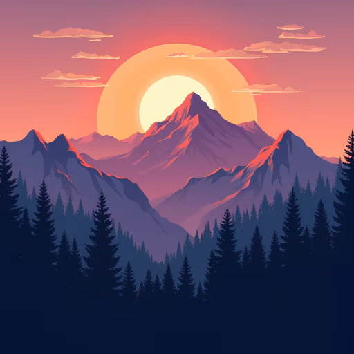 Mountain Sunset Illustration