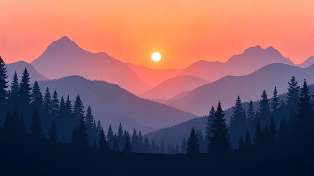 Mountain Sunset Illustration