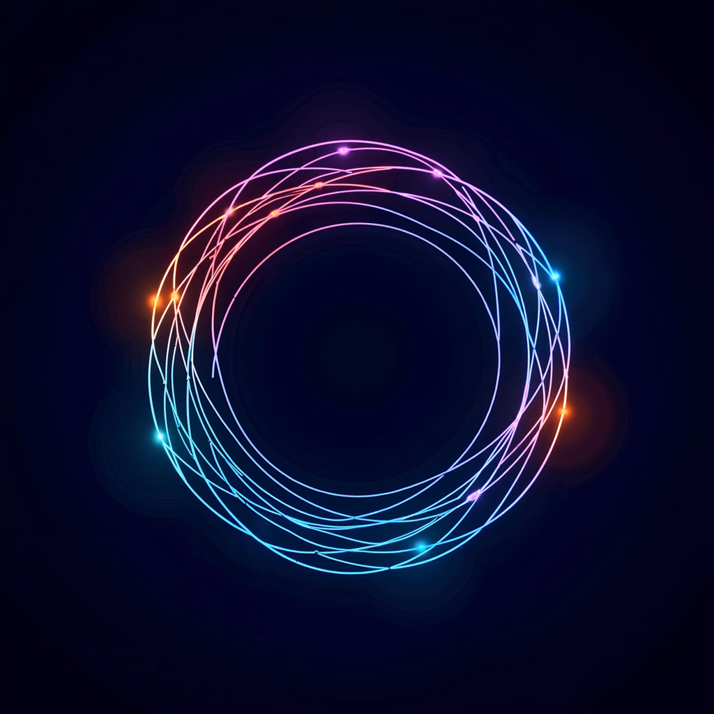 Vibrant neon swirls on a dark background, creating a dynamic and serene abstract artwork.