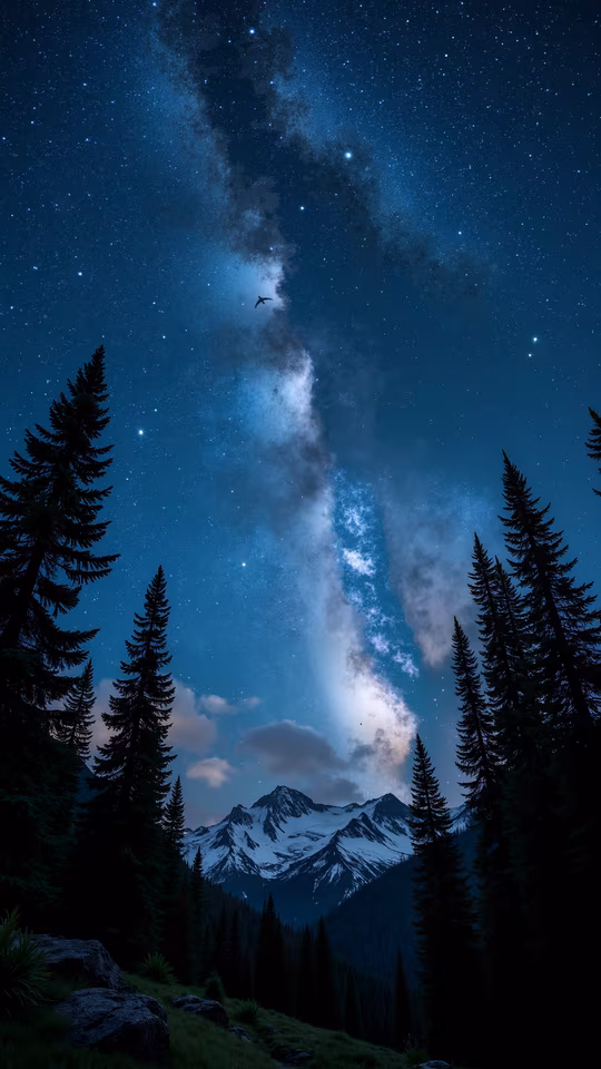 Night Sky Over Mountains