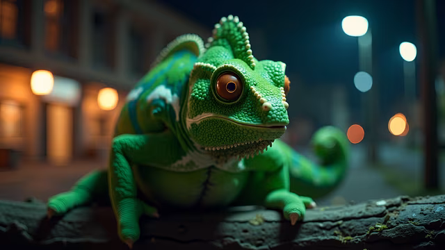Nighttime Chameleon Illustration
