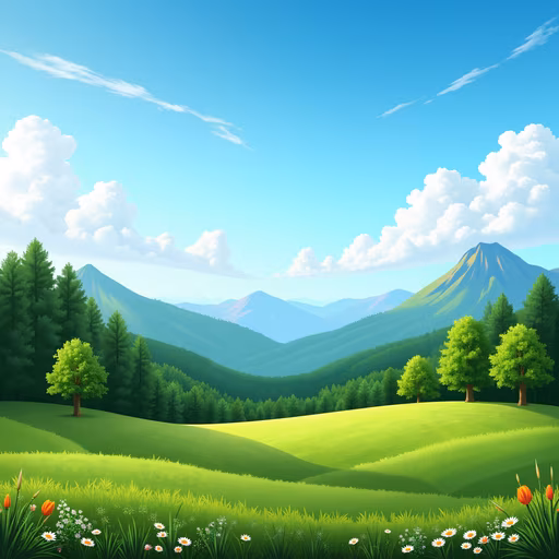 Pastoral Landscape Illustration