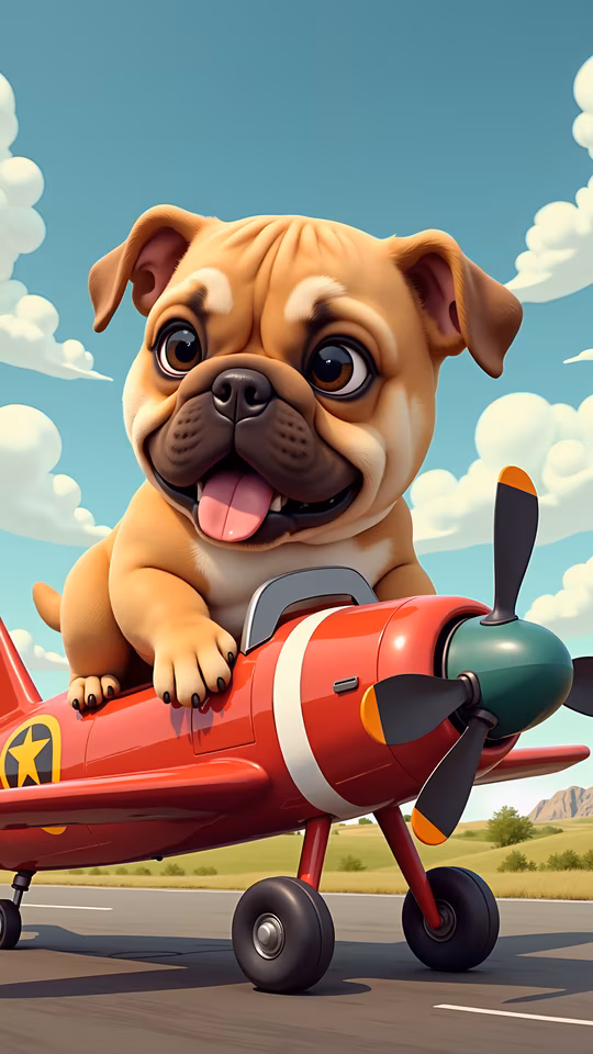 Pug Pilot Illustration