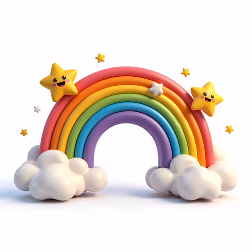 Rainbow with Smiling Stars