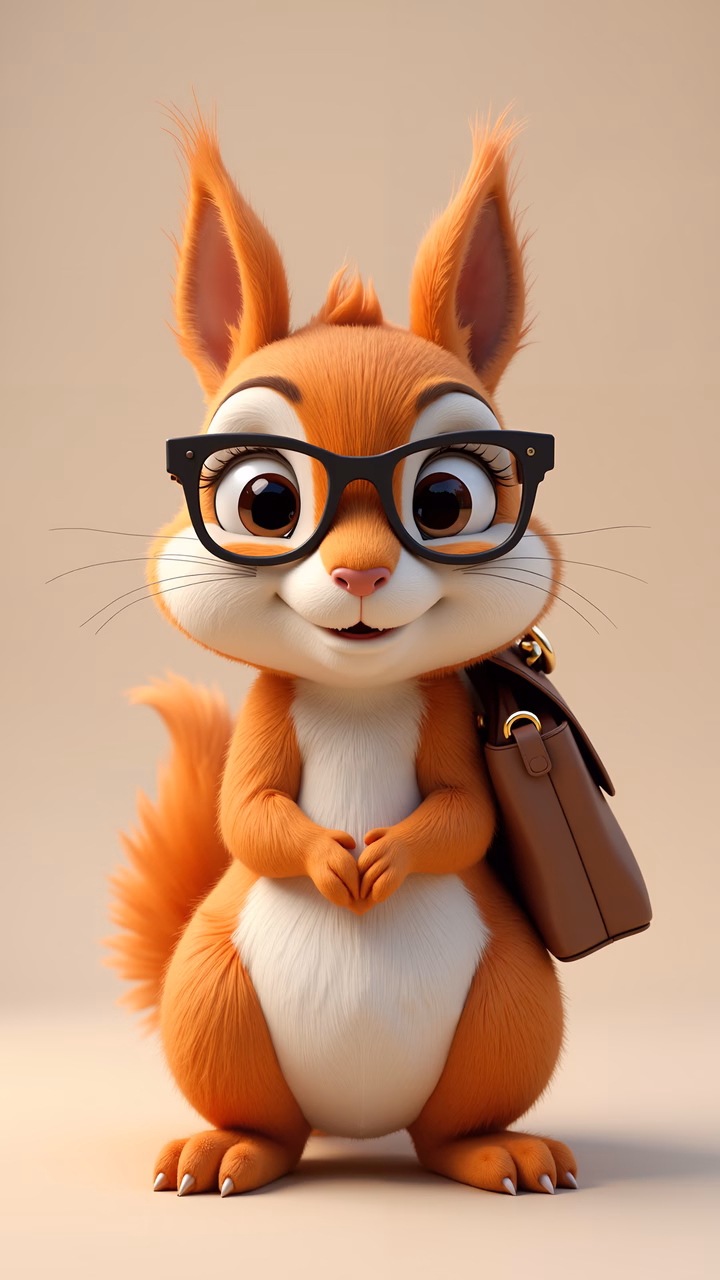 A smartly dressed squirrel in a sophisticated illustration style.