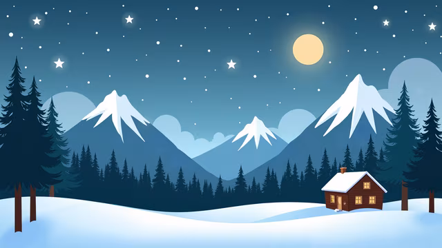 Snowy Cabin Illustration