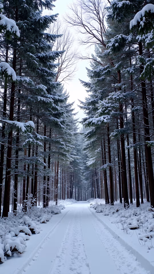 Snowy Forest Path